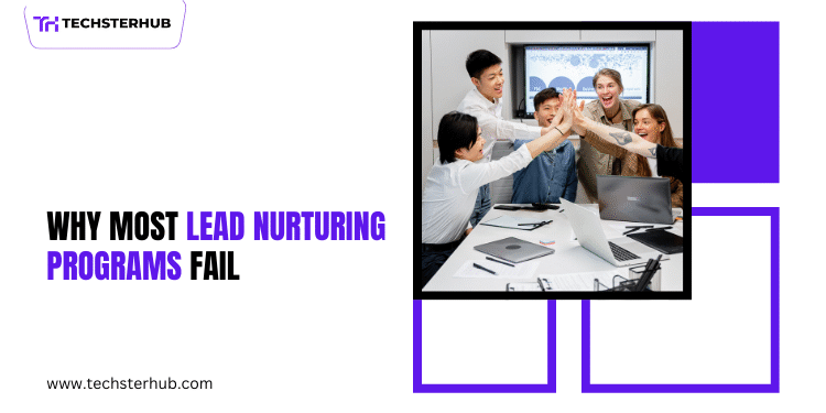 Frustrated marketer analyzing failed lead nurturing program in B2B strategy